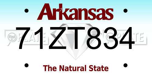 71ZT834 Arkansas License Plate