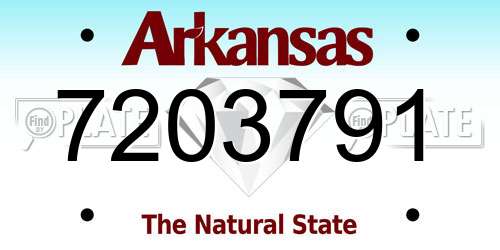 7203791 Arkansas License Plate
