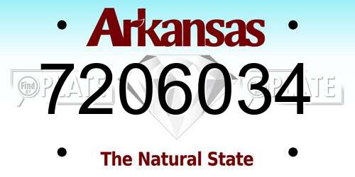 7206034 Arkansas License Plate