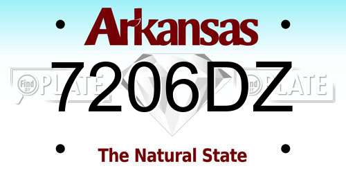 7206DZ Arkansas License Plate