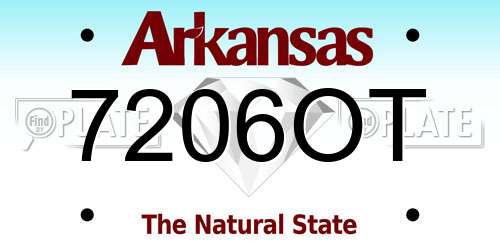 7206OT Arkansas License Plate