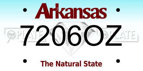 7206OZ Arkansas License Plate