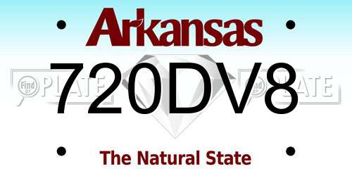 720DV8 Arkansas License Plate