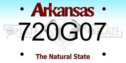 720G07 Arkansas License Plate
