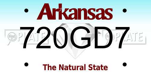 720GD7 Arkansas License Plate