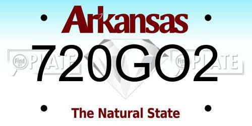 720GO2 Arkansas License Plate