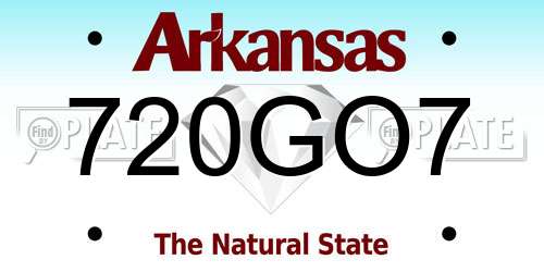 720GO7 Arkansas License Plate