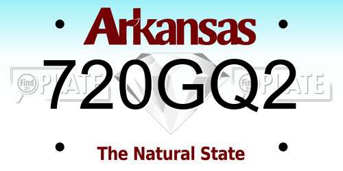 720GQ2 Arkansas License Plate
