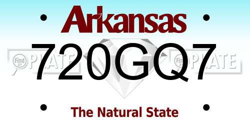 720GQ7 Arkansas License Plate