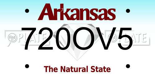 720OV5 Arkansas License Plate