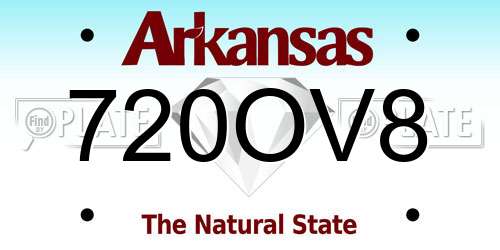 720OV8 Arkansas License Plate