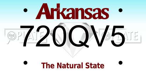 720QV5 Arkansas License Plate