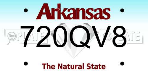 720QV8 Arkansas License Plate