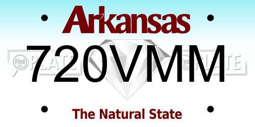 720VMM Arkansas License Plate