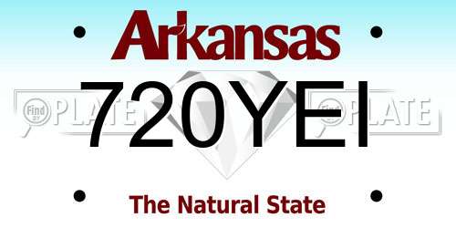 720YEI Arkansas License Plate