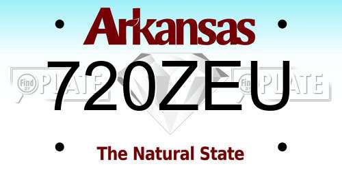 720ZEU Arkansas License Plate