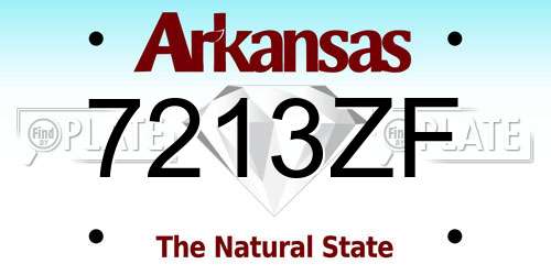 7213ZF Arkansas License Plate