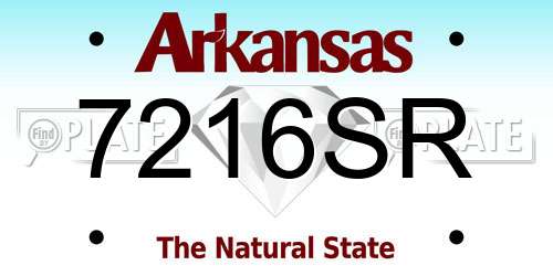 7216SR Arkansas License Plate