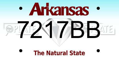 7217BB Arkansas License Plate