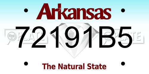72191B5 Arkansas License Plate