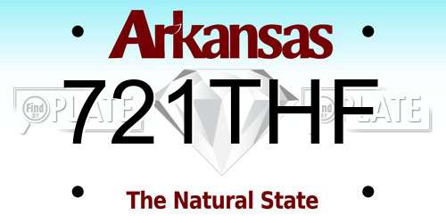 721THF Arkansas License Plate