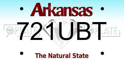 721UBT Arkansas License Plate