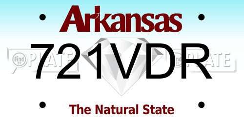 721VDR Arkansas License Plate