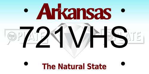 721VHS Arkansas License Plate