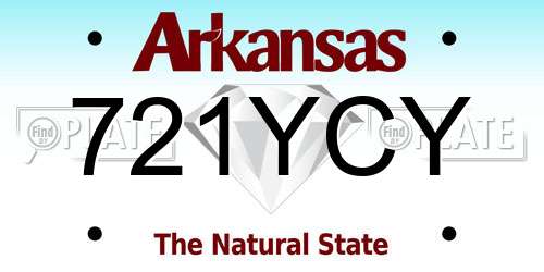 721YCY Arkansas License Plate
