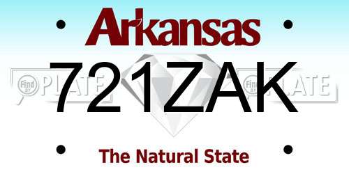 721ZAK Arkansas License Plate