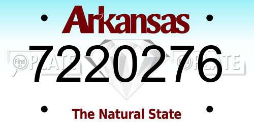 7220276 Arkansas License Plate