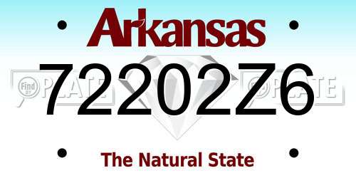 72202Z6 Arkansas License Plate