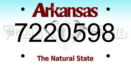 7220598 Arkansas License Plate