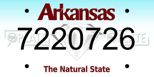7220726 Arkansas License Plate