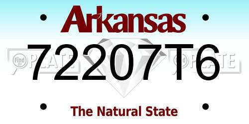 72207T6 Arkansas License Plate