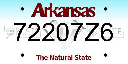 72207Z6 Arkansas License Plate