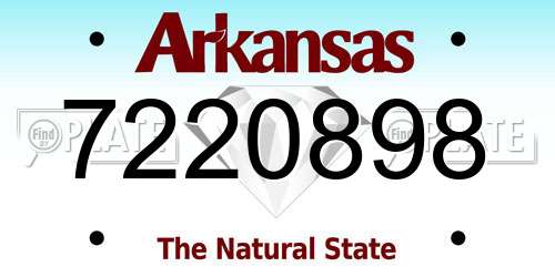 7220898 Arkansas License Plate