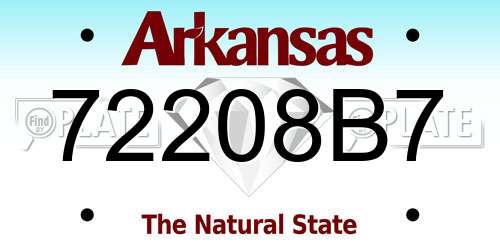 72208B7 Arkansas License Plate
