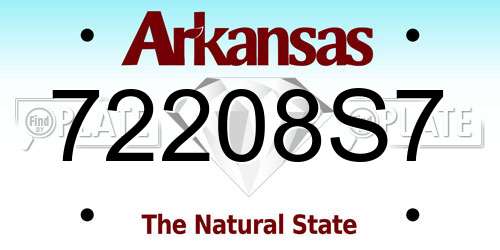 72208S7 Arkansas License Plate