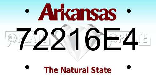 72216E4 Arkansas License Plate