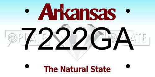7222GA Arkansas License Plate