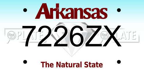 7226ZX Arkansas License Plate