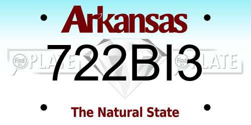 722BI3 Arkansas License Plate