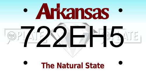 722EH5 Arkansas License Plate