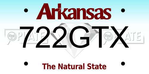 722GTX Arkansas License Plate