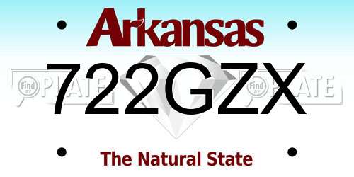 722GZX Arkansas License Plate
