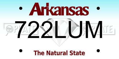 722LUM Arkansas License Plate