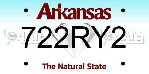 722RY2 Arkansas License Plate