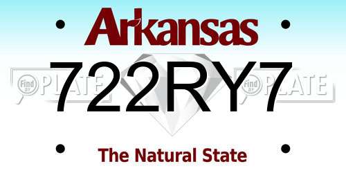 722RY7 Arkansas License Plate