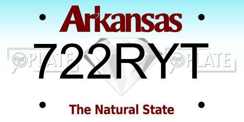 722RYT Arkansas License Plate